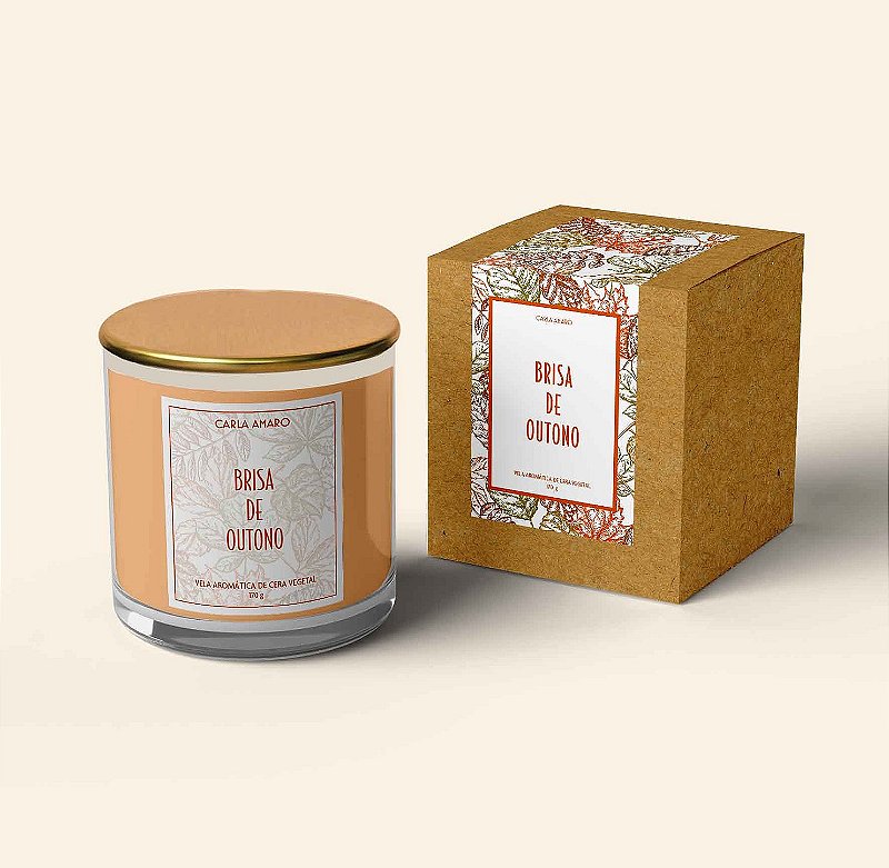 Vela Aromática Premium em Cera Vegetal com Tampa de Vedação | Brisa de Outono