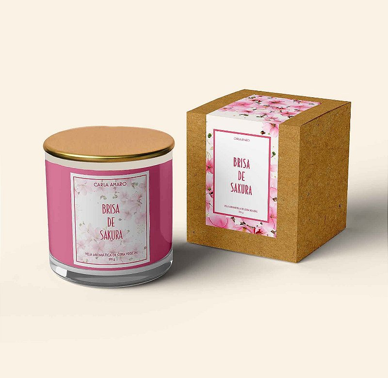Vela Aromática Premium em Cera Vegetal com Tampa de Vedação | Brisa de Sakura