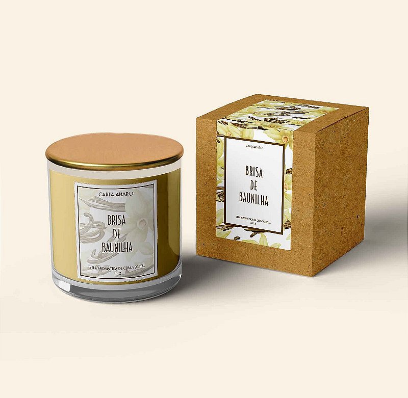 Vela Aromática Premium em Cera Vegetal com Tampa de Vedação | Brisa de Baunilha