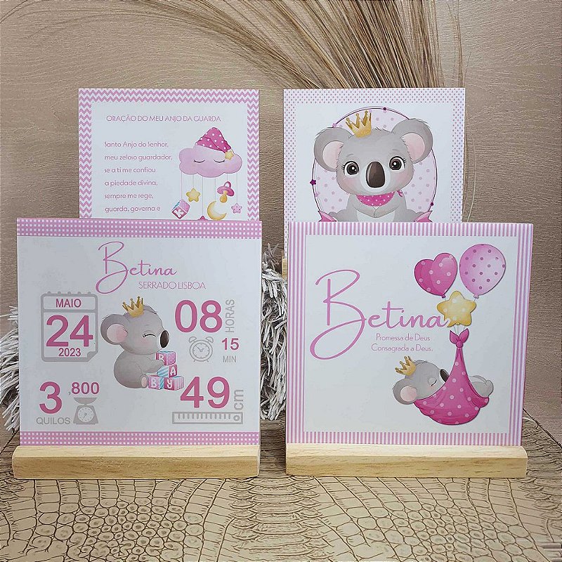 Kit Decorativo Personalizado de Nascimento do Bebê | 8 Peças | Carla Amaro Home