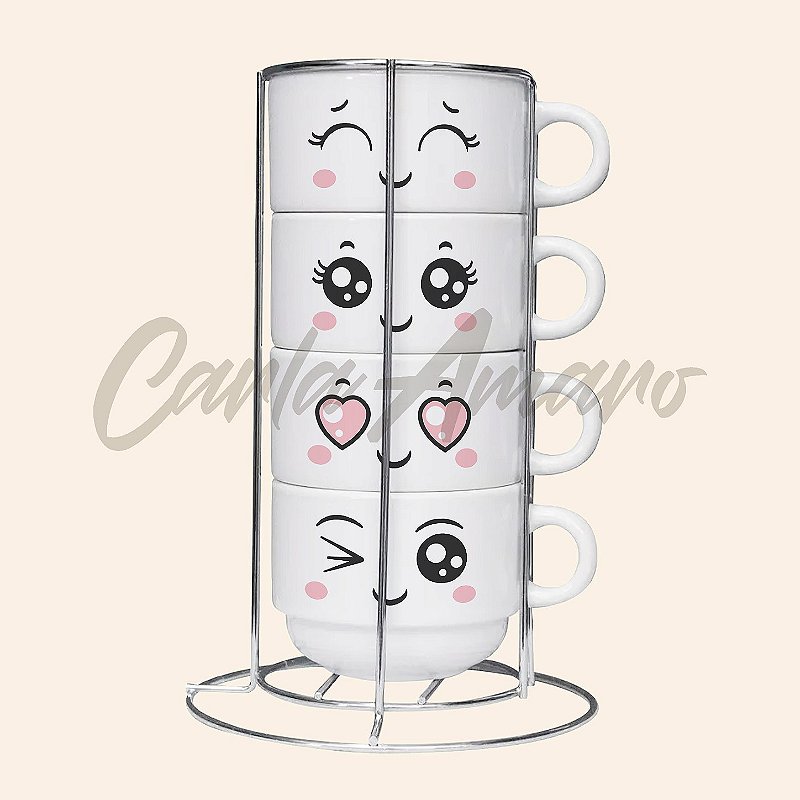Torre de Xícaras Personalizadas | Opções com 2 ou 4 Unidades