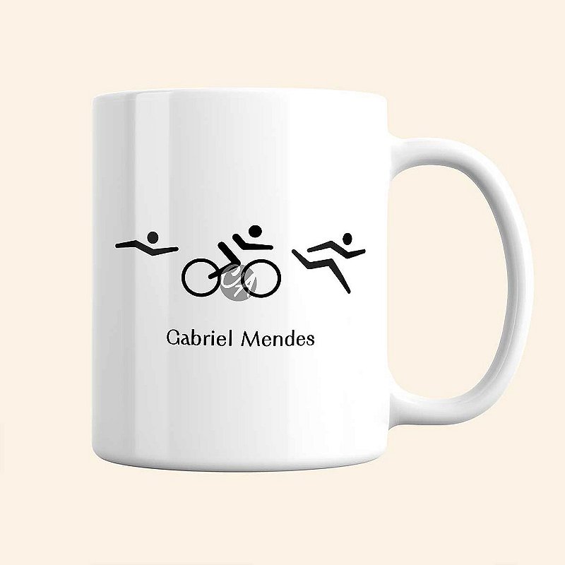 Caneca de Esportes Personalizada | Caneca de Triatlon Masculina | Linha Fitness