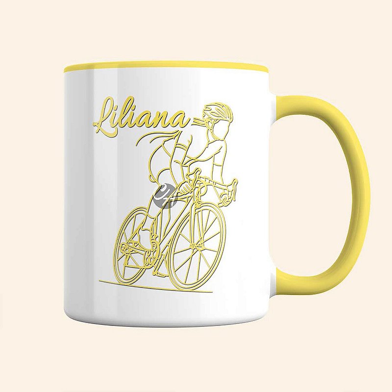 Caneca de Esportes Personalizada | Caneca de Ciclista Feminina | Linha Fitness