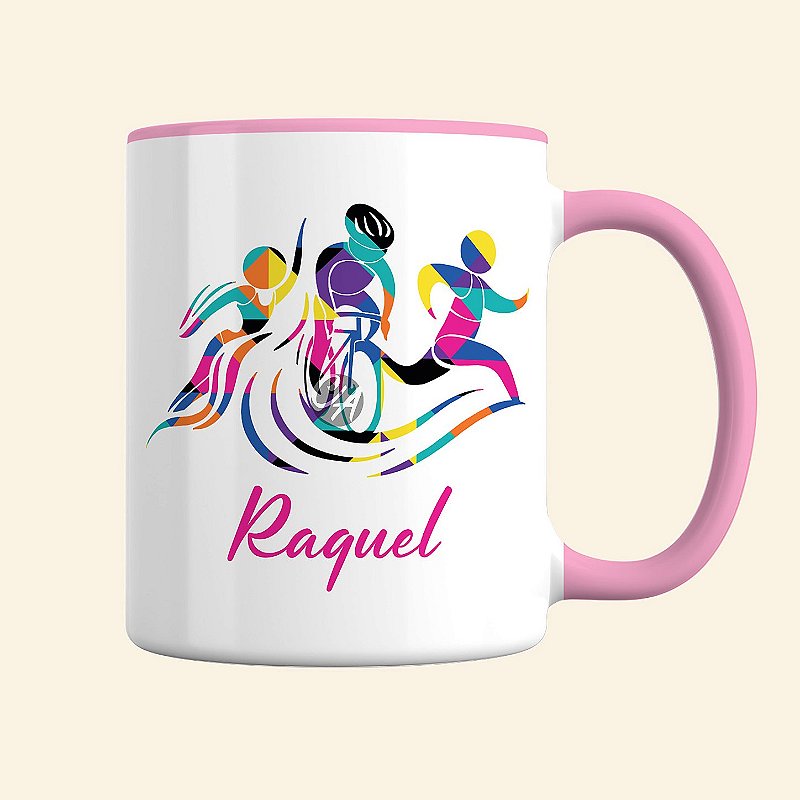 Caneca de Esportes Personalizada | Caneca de Triatlon Feminina | Linha Fitness