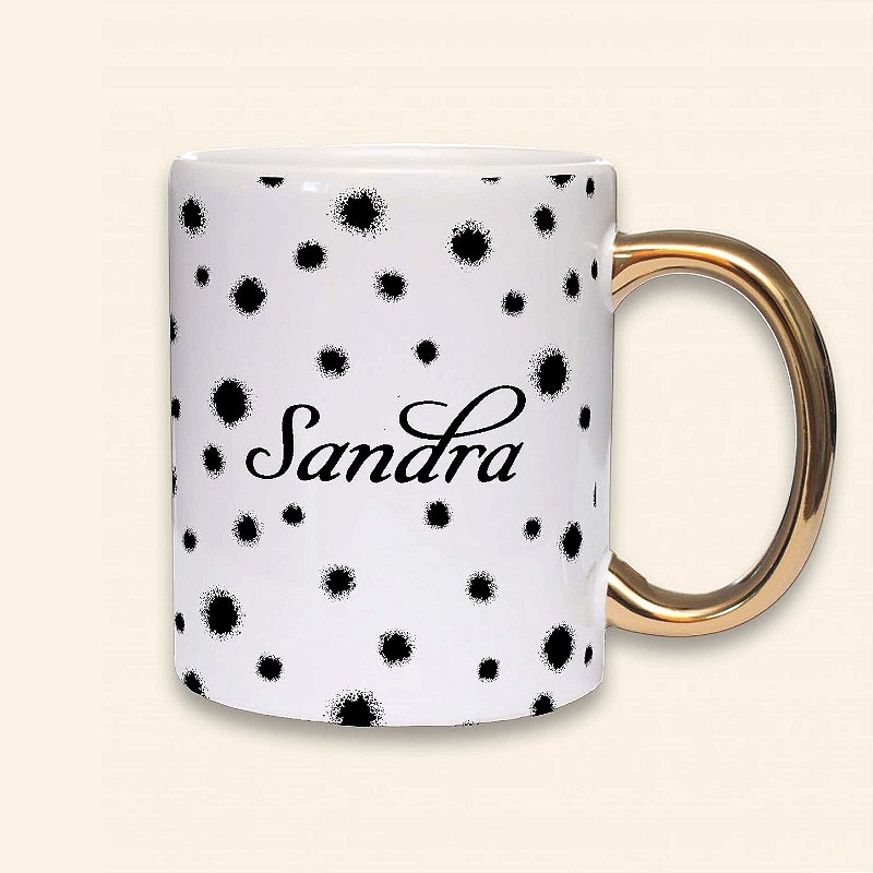 Coleção Elegance | Caneca Personalizada de Alça Cromada | Carla Amaro Home