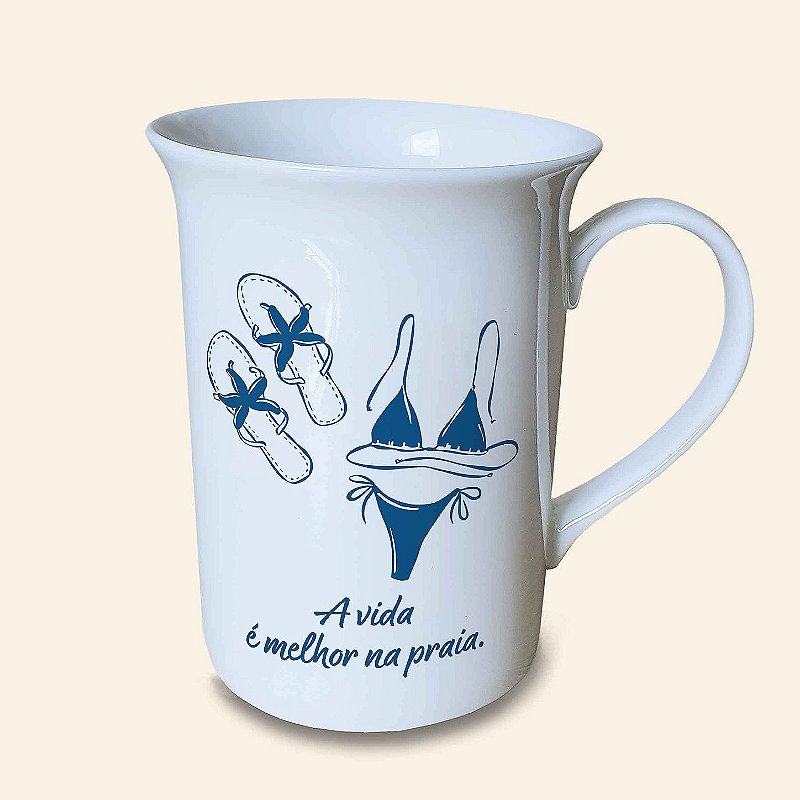 Caneca Personalizada de Porcelana | A Vida é melhor na Praia