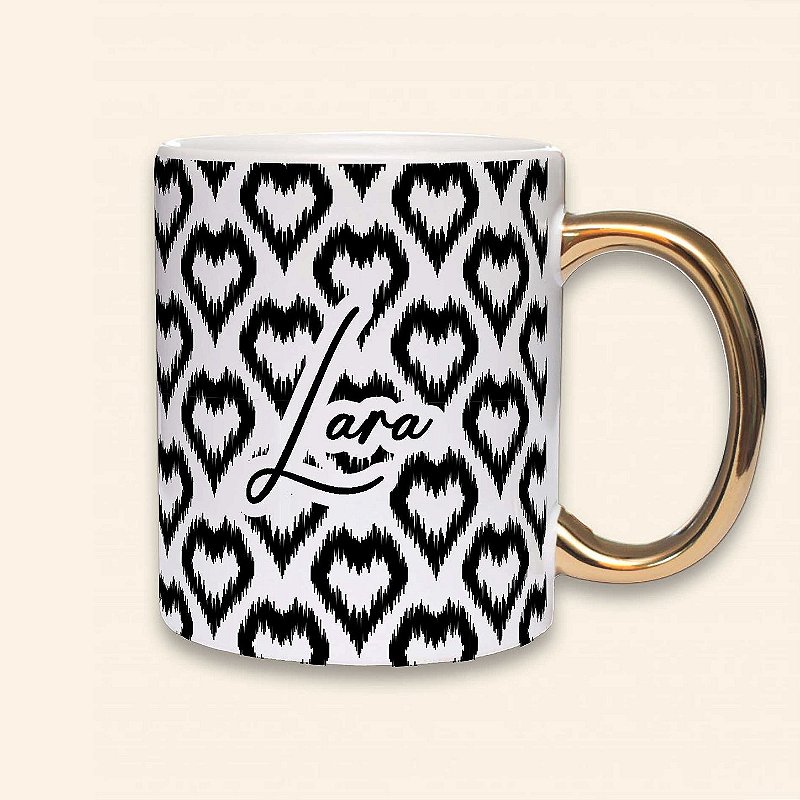 Coleção Elegance | Caneca Personalizada de Alça Cromada | Carla Amaro Home