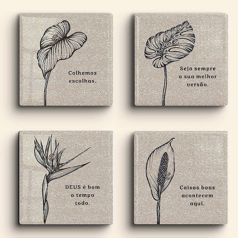 Kit de 4 Azulejos Personalizados 20 cm | Coleção Tropical | Carla Amaro Home