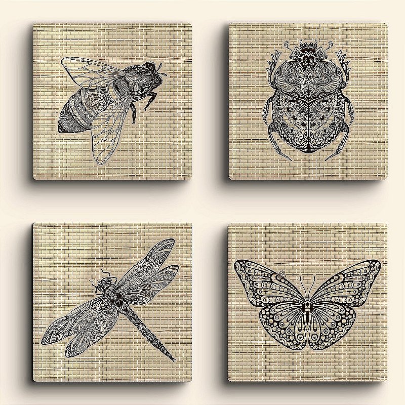 Kit de 4 Azulejos Personalizados 20 cm  | Coleção Insetos Boho | Carla Amaro Home