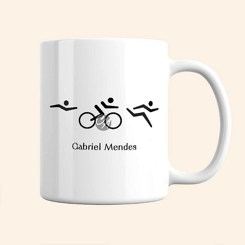 Caneca de Esportes Personalizada | Caneca de Triatlon Masculina | Linha Fitness