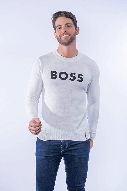 Suéter Hugo Boss Bagritte Branco Estampado New Man Store Moda Masculina
