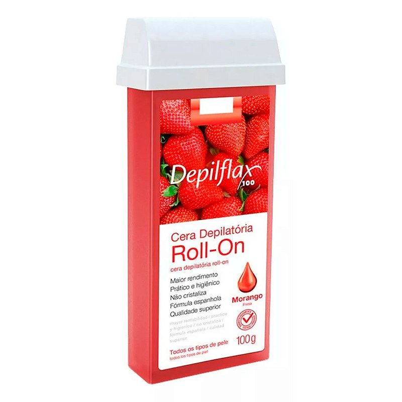 Cera Depilatória Roll On Refil Morango Depilflax100g Beauty