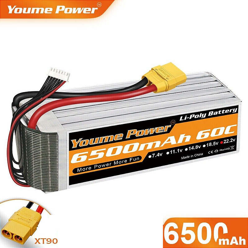 GXDZP Pack 2 Baterías LiPo 4S 14.8V 6200mAh 120C Con Conector XT90 Para Coche RC 1/10 1/8 - Doble Pack Alta Capacidad - Carcasa Rígida Buggy Camión Truggy RC