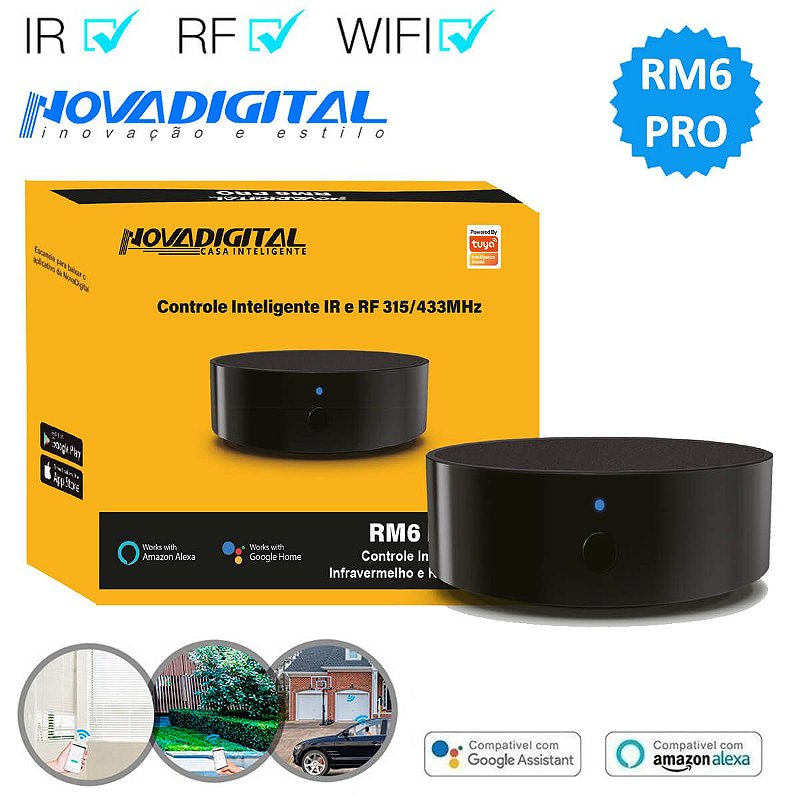 Controle Universal IR + RF 433mhz RM6PRO Tuya Nova Digital - Loja
