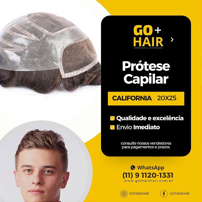Prótese Capilar modelo Califórnia #2 ( castanho médio escuro ) - Go+Hair