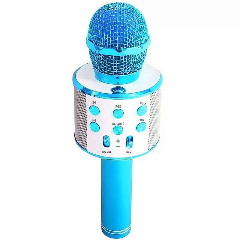 Brinquedo Microfone Karaokê Bluetooth Toyng Ref36739 Azul - Luxgolden