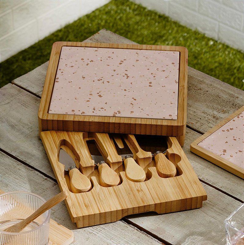 Tábua c/ Facas p/ Queijo Terrazzo - 6 peças - KEI HAUS