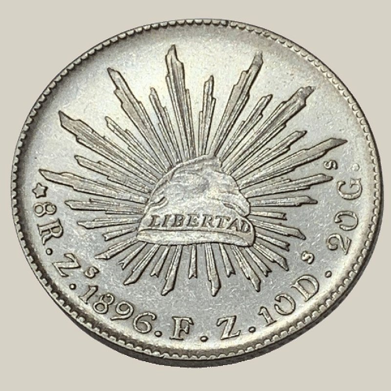 Moeda de Prata de 8 Reales-Zacatecas(Méx), 1896 - Pres. Porfirio
