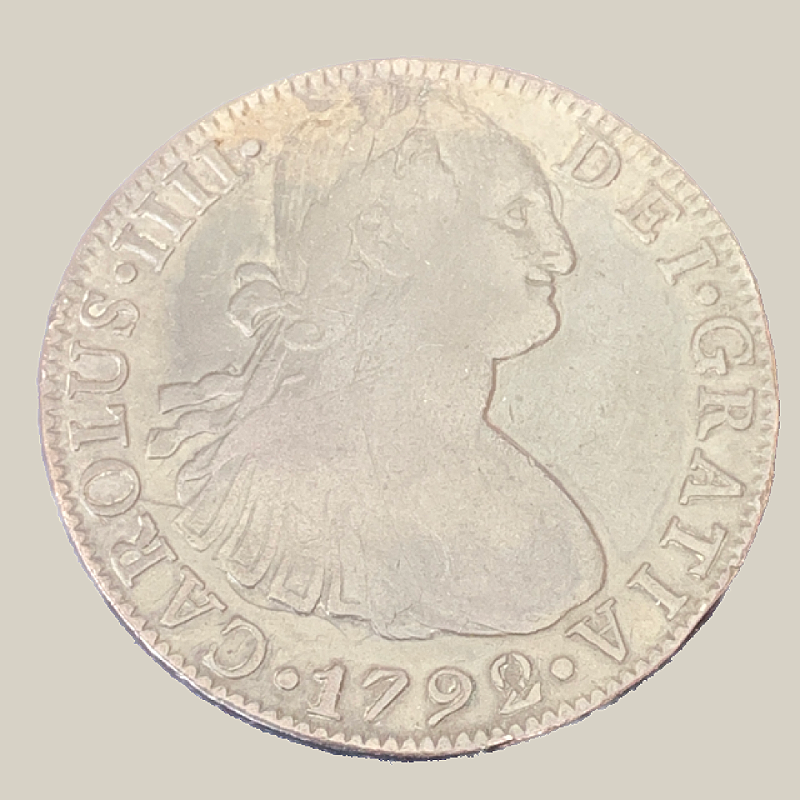 Reyさま1020 Moeda de Prata de 8 Reales - México - Ano: 1792 - Rei Carlos IIII