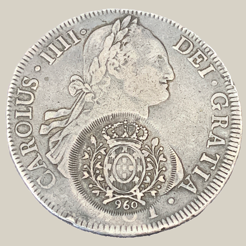 r*r様 希少Evisen IC CHIP RING SILVER Moeda de Prata de 8 Reales, Carimbo Minas, Potosí, 1801, Carlos