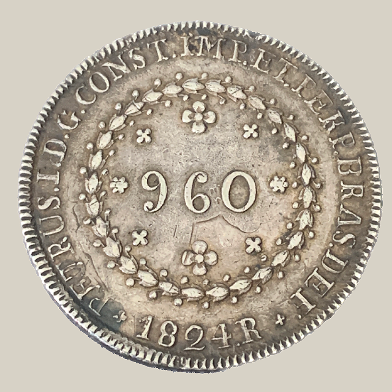 Moeda de Prata de 960 Réis (Patacão), Brasil Império, 1824 R