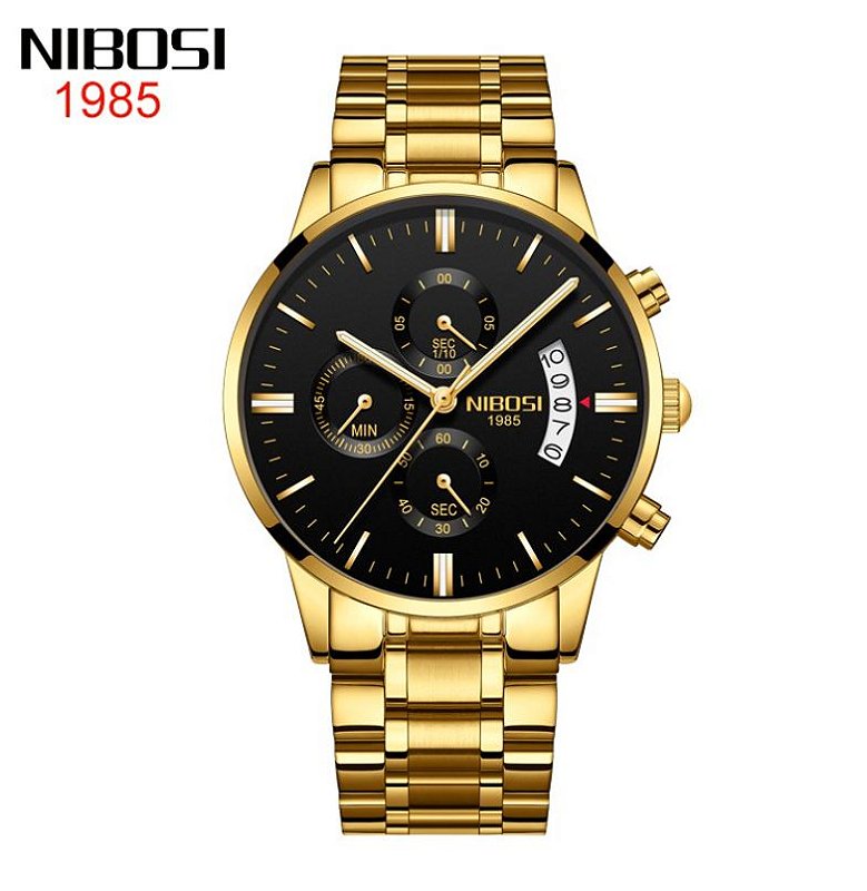 Relógio NIBOSI 1985 Resistente à água, Masculino - Militar Luxo - Rei Urso  - Importação \u0026 Tecnologia