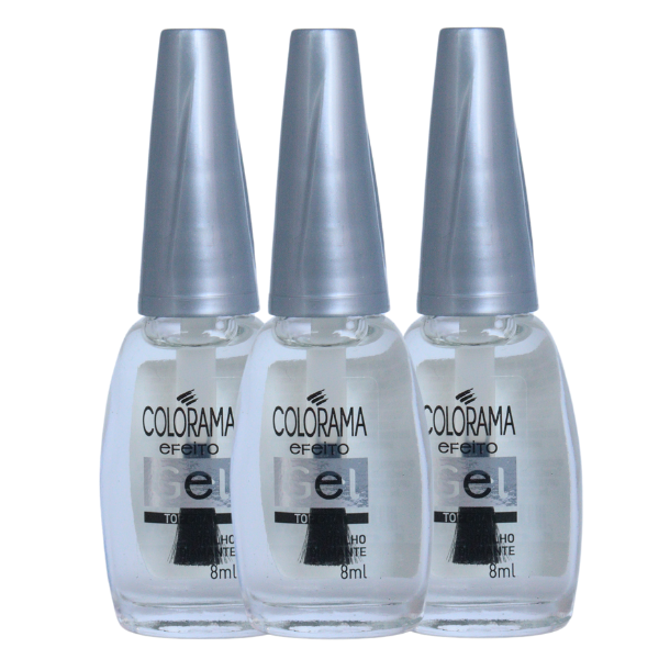 Kit 3 Top Coat Efeito Gel Brilho Diamante Colorama