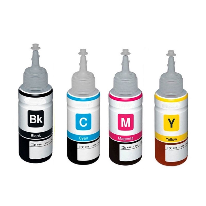 Kit 4 Tinta Epson Ecotank L 1300 Cmyk Corante Compatível De 70ml Toner Vale 0842