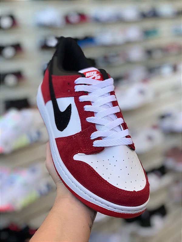 Nike Dunk Low Branco e Vermelho - Moda Brás