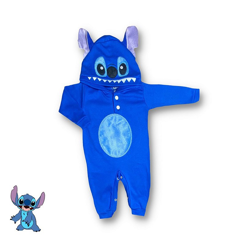 Macacão De Bebê Temático Com Capuz - Stitch - Looney Baby