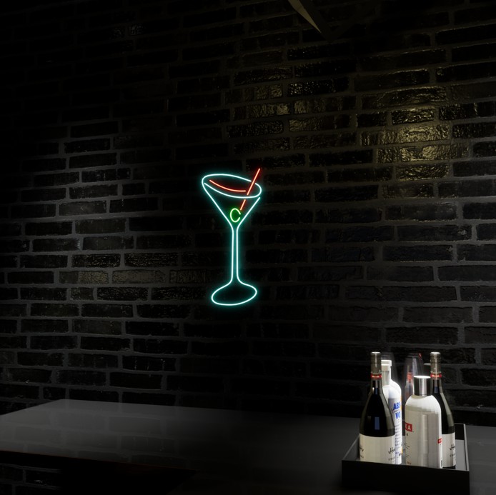 Letreiro Neon Taça Bar para bar e festas - design sentido