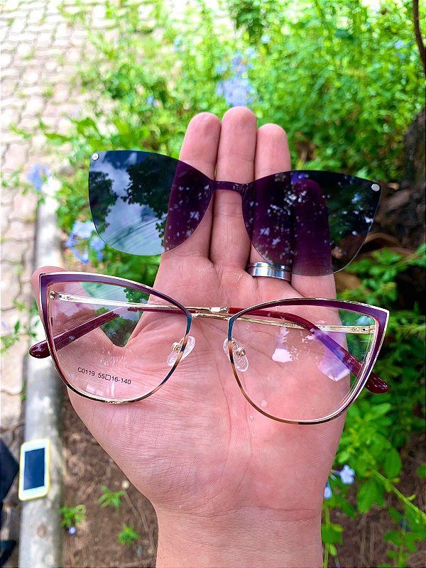 armação clipon feminino Cathy | oculos de grau clipon - Óculos Vine