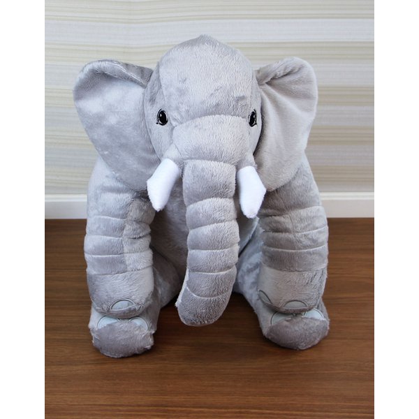 Almofada Travesseiro Elefante News Bebê Dormir Pelúcia Cinza 64cm -  Enxovais para Bebê