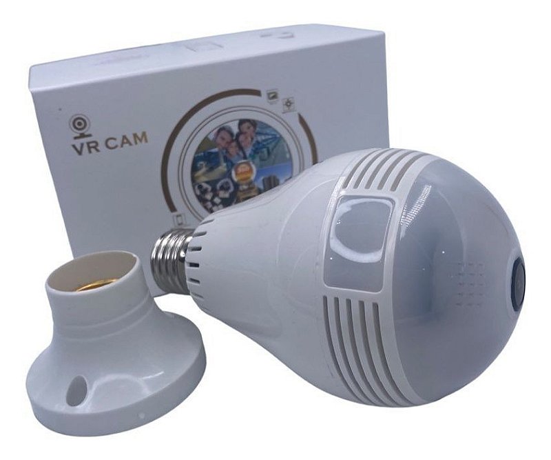 Camera Ip Lampada Visão 360 Panorâmica Espiã 1080p V380 Wifi VR-CAM - FKP  IMPORTS