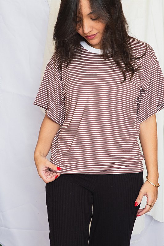 CAMISETA LISTRADA | MARROM