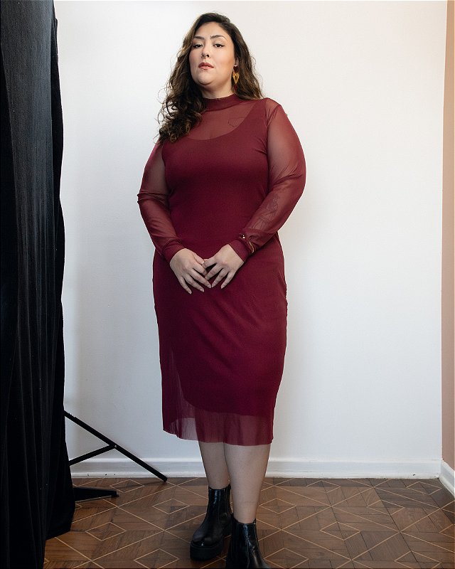 VESTIDO TULE | VINHO
