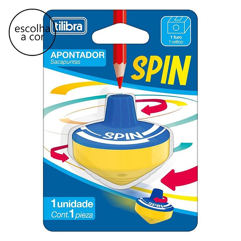 Apontador Pião Spin com Deposito Tilibra - FotoGift - Papelaria