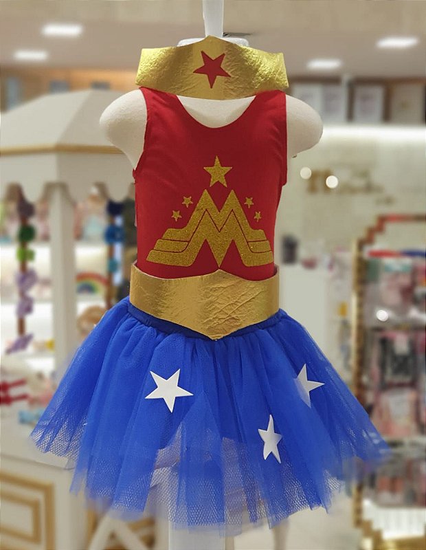 Vestido Infantil Mulher Maravilha Fantasia Infantil Maravilha