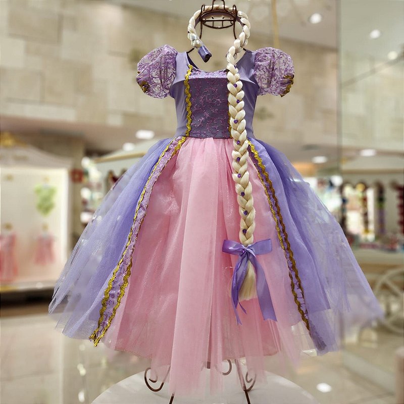 Vestido Rapunzel Enrolados Fantasia Princesa Rapunzel Fantasia