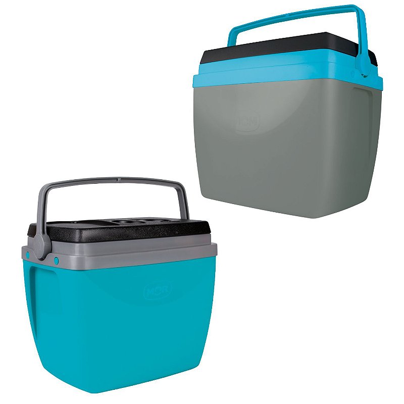 Kit Caixa Térmica 34L Cinza com Azul e 18L - Mec G Store