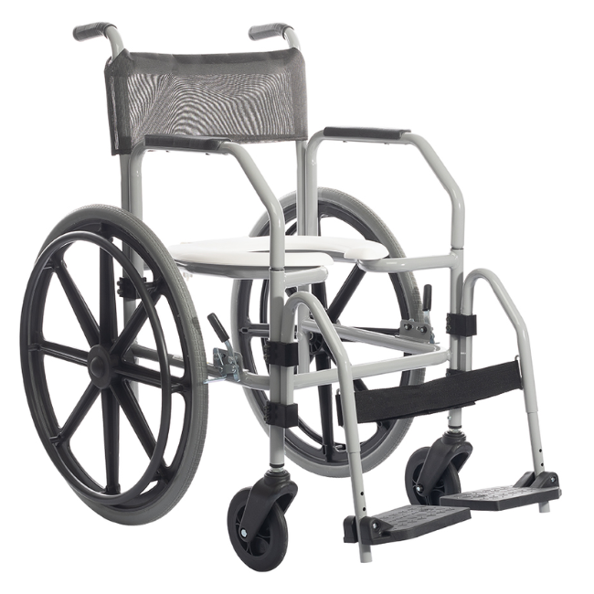 Cadeira de Banho Aço com Rodas Grandes 100Kg RG Jaguaribe - Tocando a Vida  Cadeira de Rodas - A Sua Loja de Cadeira de Rodas