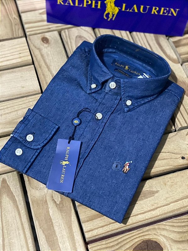 Camisa Ralph Lauren Masculina Custom Fit Jeans Coloured - Zianch For men