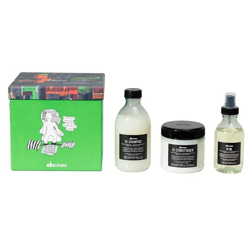 Kit Davines Oi - Shampoo 280ml + Condicionador 250ml + Óleo