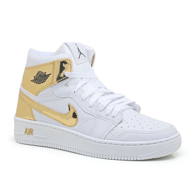 Tenis masculino Bota Nike Air Jordan Branco Dourado Duster shoes