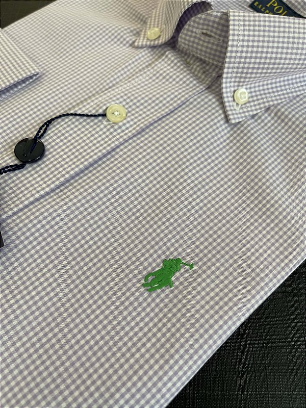 CAMISA RALPH LAUREN micro xadrez detalhes uva