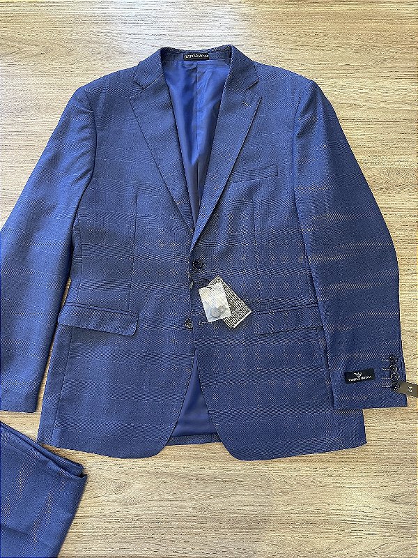 Terno Giorgio Armani Slim Azul Xadrez Masculino