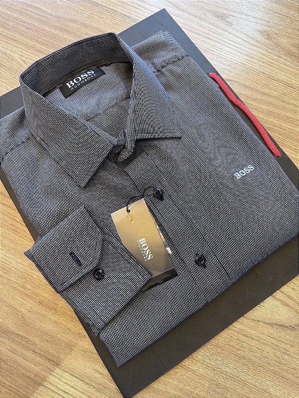 Camisa Hugo Boss Masculina Cinza