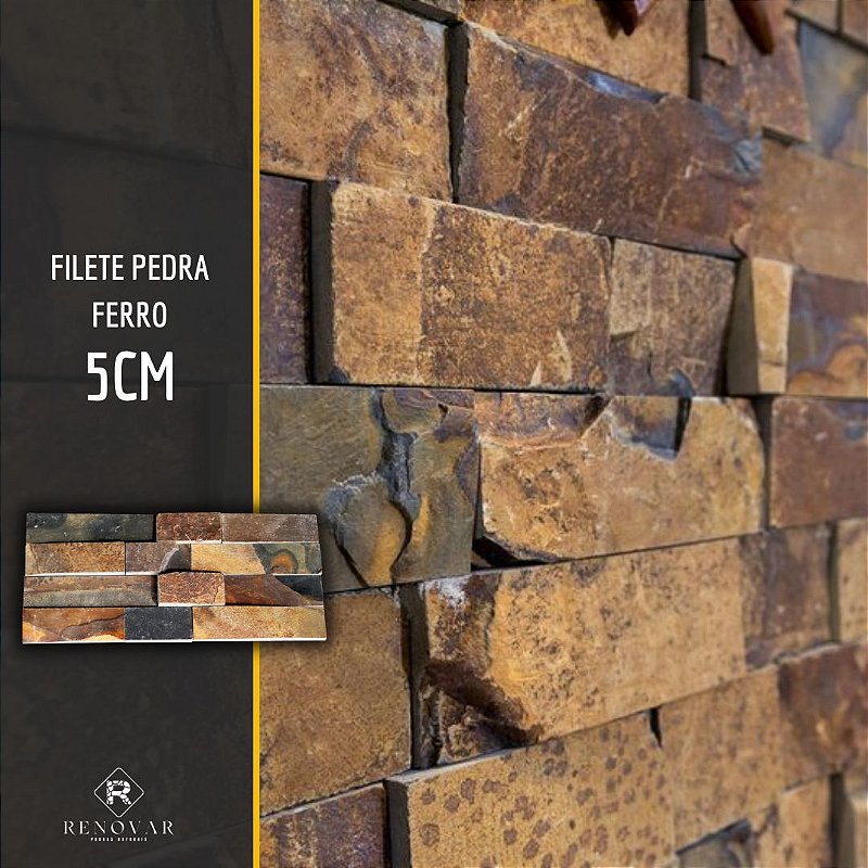 Filete de Pedra Ferro Tamanho 5cm Livres Pacote com 1m² - Global