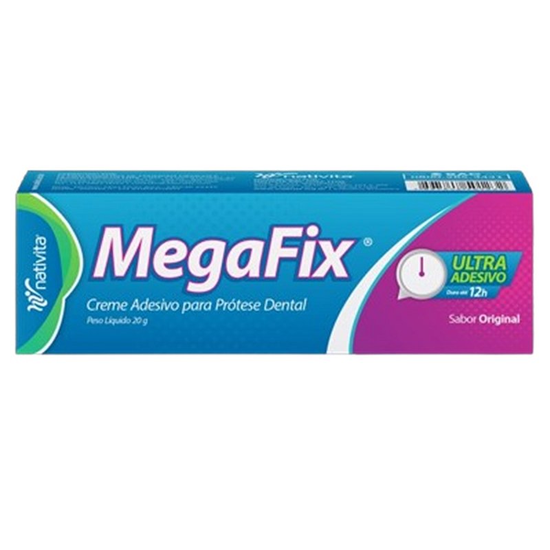 Megafix Fixador De Dentadura Fixaçao Duradoura 12 Horas 20g 7897848501 ...