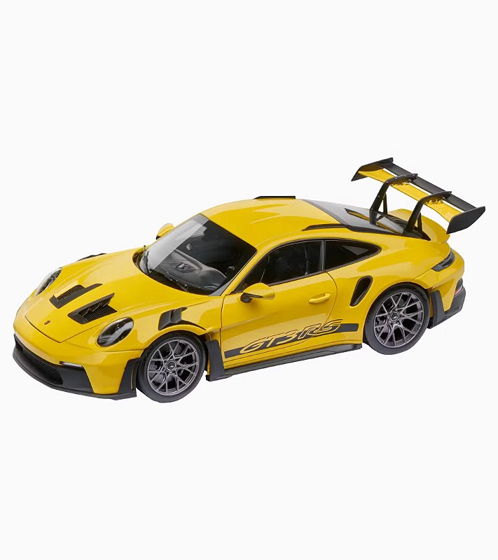 Miniatura Porsche 911 GT3 RS 992 1:18 Amarelo Racing Miniatura Porsche 911 GT3 RS 992 1:18 Amarelo Racing